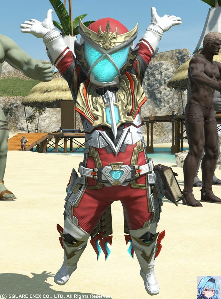 ララフェルでメットもかぶってフェニックスヒーロー